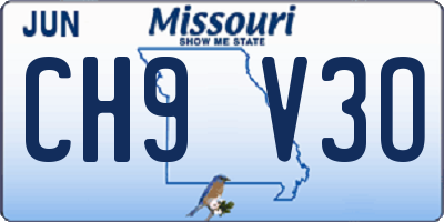 MO license plate CH9V3O