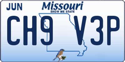 MO license plate CH9V3P