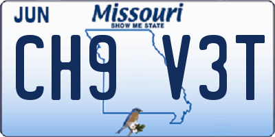MO license plate CH9V3T