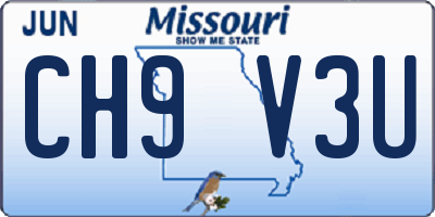 MO license plate CH9V3U