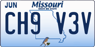 MO license plate CH9V3V