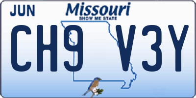 MO license plate CH9V3Y