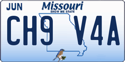 MO license plate CH9V4A
