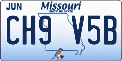 MO license plate CH9V5B