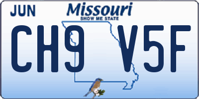 MO license plate CH9V5F