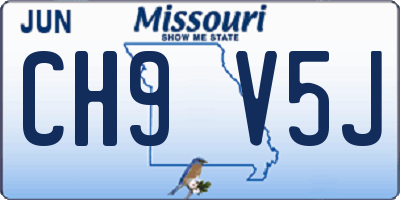 MO license plate CH9V5J
