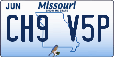 MO license plate CH9V5P