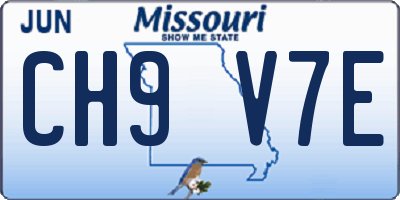 MO license plate CH9V7E