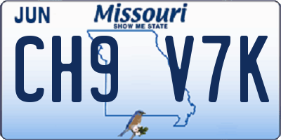 MO license plate CH9V7K