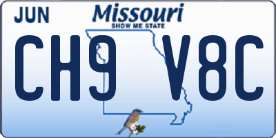 MO license plate CH9V8C