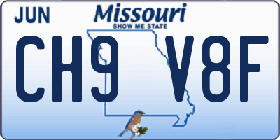 MO license plate CH9V8F