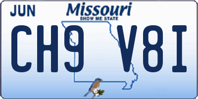 MO license plate CH9V8I