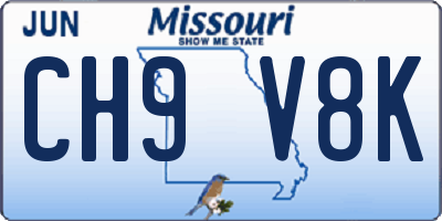 MO license plate CH9V8K