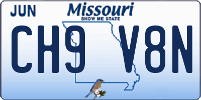 MO license plate CH9V8N