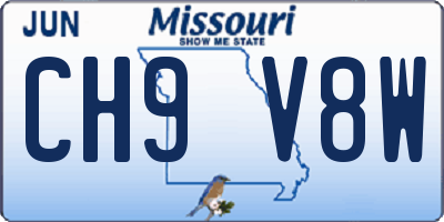 MO license plate CH9V8W