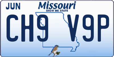MO license plate CH9V9P
