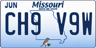 MO license plate CH9V9W
