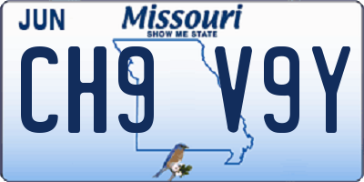 MO license plate CH9V9Y