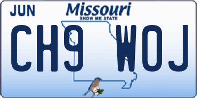 MO license plate CH9W0J