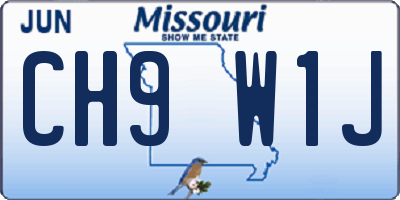 MO license plate CH9W1J