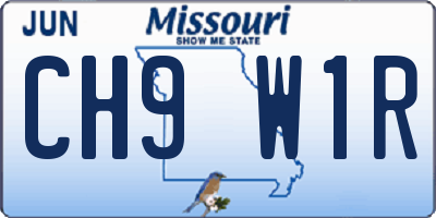 MO license plate CH9W1R