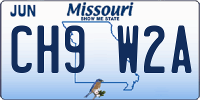 MO license plate CH9W2A