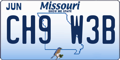 MO license plate CH9W3B