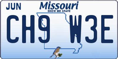 MO license plate CH9W3E