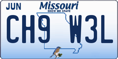 MO license plate CH9W3L