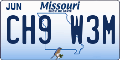 MO license plate CH9W3M