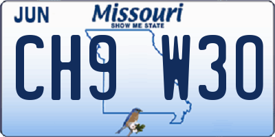 MO license plate CH9W3O