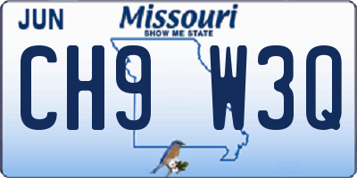 MO license plate CH9W3Q