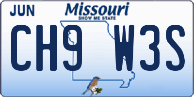 MO license plate CH9W3S
