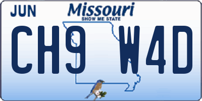 MO license plate CH9W4D