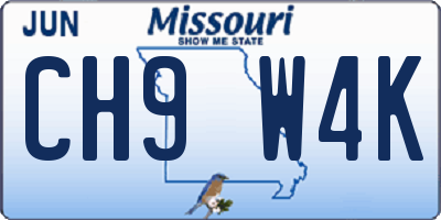 MO license plate CH9W4K