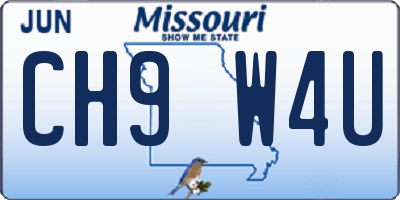 MO license plate CH9W4U