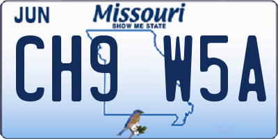 MO license plate CH9W5A