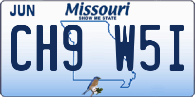 MO license plate CH9W5I
