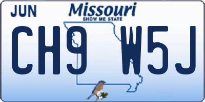 MO license plate CH9W5J