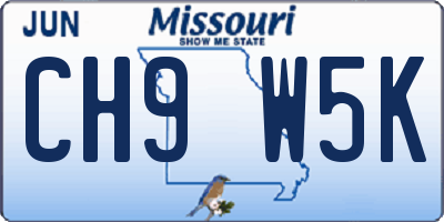 MO license plate CH9W5K