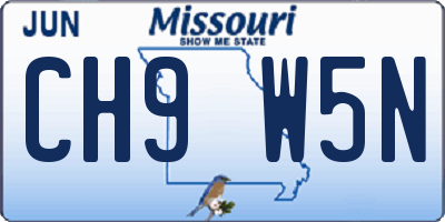 MO license plate CH9W5N