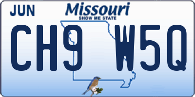 MO license plate CH9W5Q