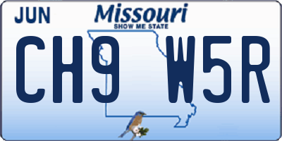 MO license plate CH9W5R
