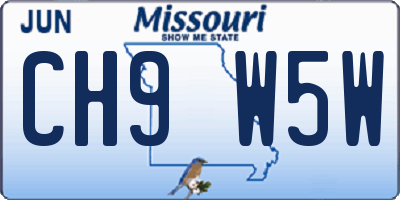 MO license plate CH9W5W