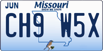 MO license plate CH9W5X