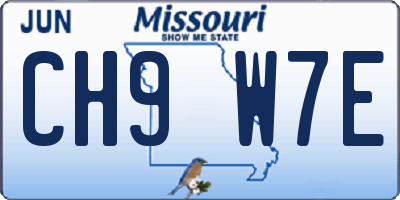 MO license plate CH9W7E