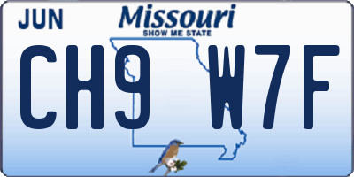 MO license plate CH9W7F
