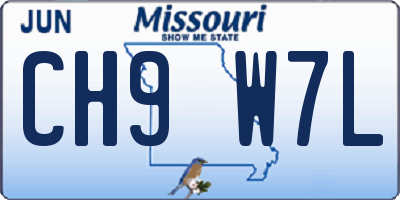 MO license plate CH9W7L