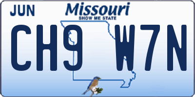 MO license plate CH9W7N