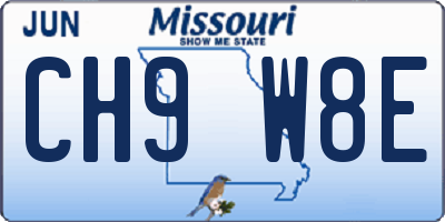 MO license plate CH9W8E